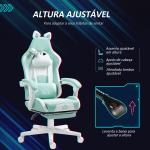 Cadeira Gaming com Orelhas Cadeira Gamer Reclinável com Altura Ajustável e Suporte Lombar 65x62x116 - 124 cm Azul Claro