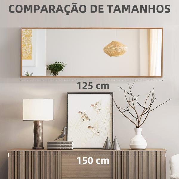 Espelho de Parede Espelho de Corpo Inteiro Estilo Moderno Decoração para Sala de Estar Dormitório Entrada 45x125 cm Madeira