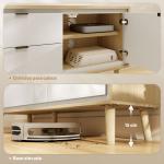 Móvel de TV Moderno para Sala com 2 Gavetas para Televisão 55 Polegadas 120x35x50 cm Branco Brilhante e Carvalho