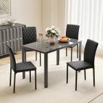 Conjunto de 4 Cadeiras de Sala de Jantar Estofadas com Pés de Metal Cadeiras Modernas 41x50x91 cm Preto