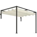 Pérgola de Parede 297x211x220 cm Pérgola de Jardim com Teto Retrátil e Estrutura de Aço Pérgola Creme