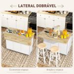 Ilha de Cozinha com Rodas Carrinho de Cozinha com Tomada USB Bancada Rebatível 2 Gavetas 119,5x74x94,5 cm Branco