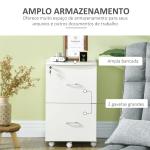 Arquivador de Escritório Móvel Auxiliar para Arquivos com 2 Gavetas Fechadura 2 Chaves 43x45x72cm Branco