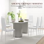 Conjunto de 6 Cadeiras de Sala de Jantar Estofadas em Couro Sintético com Encosto Alto e Pés de Aço 41x50x97 cm Branco