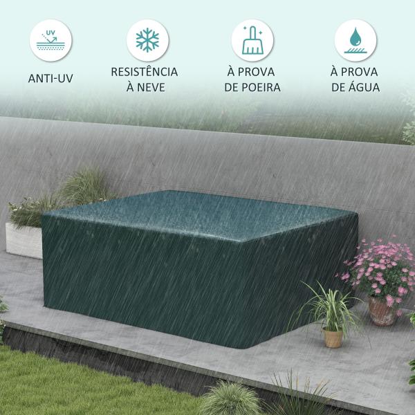 Capa Protetora para Móveis Retangular Cobertura de Móveis para Jardim Impermeável para Terraço Varanda 235x190x90 cm Verde
