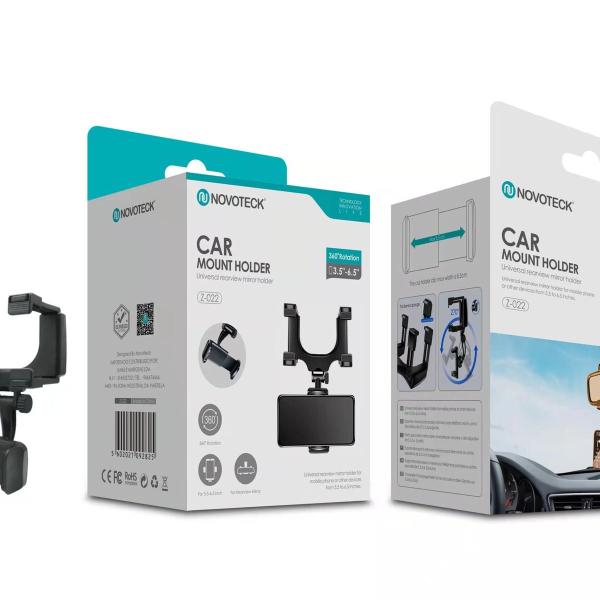 Suporte de Retrovisor Universal Z-022 para Telemóvel - Rotação 360°, Compatível com 3,5''-6,5'', Instalação Fácil