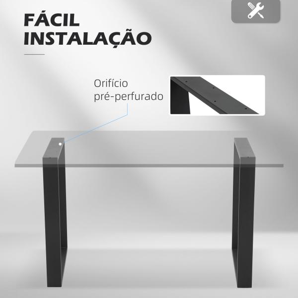 Conjunto de 2 Pés para Mesa de Aço 60x72 cm Pernas Quadradas de Mesa para Móveis de Bricolage Preto