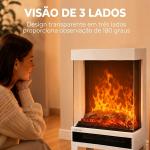 Lareira Elétrica 1000/2000 W com Chama LED Ajustável, até 15 - 20 m², 40,5 x 20 x 62 cm, Branca