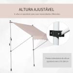 Toldo Manual Retrátil 200x150 cm com Manivela de Alumínio Ângulo Ajustável Proteção Solar para Varanda Jardim Pátio Branco