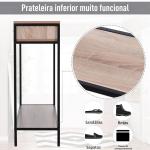 Mesa Tipo Consola de Estilo Industrial com 2 Gavetas e Prateleira Inferior 120x30x81,5cm Carvalho e Preto