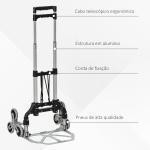 Carrinho de Mão Portátil para Escadas com 6 Rodas Capacidade 70 kg para Entregas Armazéns Mercado Mudanças Prata e Preto