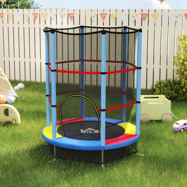 Trampolim Infantil Ø140x190 cm Trampolim para Crianças de 3 - 6 Anos com Rede de Segurança Carga 45 kg para Interior Azul
