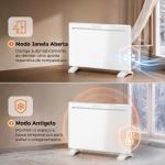 Aquecedor de Painel Inteligente 1500 W de Parede ou Independente com Temporizador Semanal, Branco