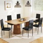 Conjunto de 6 Cadeiras de Sala de Jantar Estofadas em Linho com Pernas em Metal Cadeiras Modernas para Cozinha Quarto Suporta até 120 kg 41x50x97 cm Preto