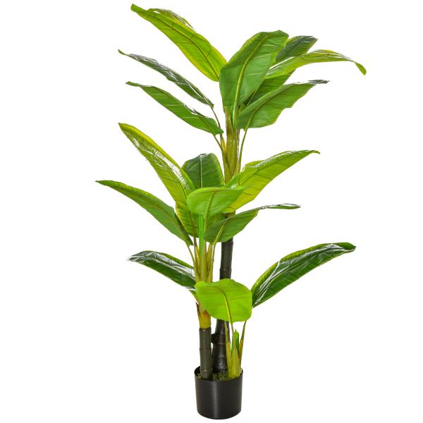 Bananeira Artificial 150 cm Planta Artificial com Vaso e 18 Folhas Planta Artificial para Decoração Verde