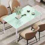 Mesa de Refeição de Vidro Mesa Retangular para 6 Pessoas com Pés de Metal 140x80x75 cm Branco