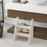 Banco para Crianças de 2 Degraus Torre de Aprendizagem Escada para Crianças acima de 3 Anos para Casa de Banho Cozinha 43x30x55 cm Branco