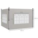 Conjunto de 2 Paredes Laterais para Tendas de 3x3m e 3x6m Paredes Laterais com Janelas Transparentes 293x193cm Branco