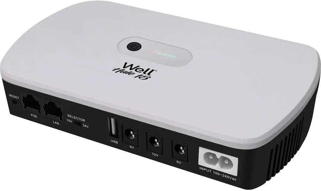 Mini UPS Hale 18W 5V/9V/12V PoE + 15V/24V USB - WELL