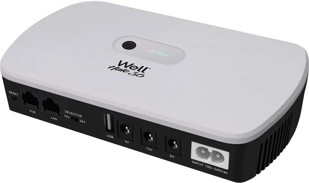 Mini UPS Hale 36W 5V/9V/12V PoE + 15V/24V USB - WELL