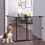 Barreira para Cães de Aço Barreira de Segurança para Animais de Estimação Dobrável de 3 Painéis Duplo Fechamento 206x90 cm Preto