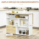 Mesa Alta Extensível com Lateral Dobrável Mesa de Bar com Compartimentos de Armazenamento e 1 Armário 116x79,5x91 cm Branco