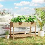 Horta Floreira de Madeira Mesa de Cultivo com Prateleira Inferior Floreira Elevada para Cultivo 110x46x76 cm Madeira