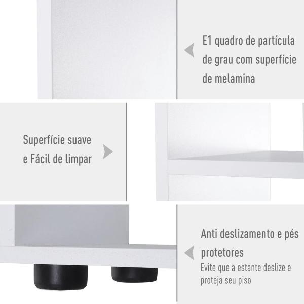 Estante Vertical Multifuncional com 8 Prateleiras Largas 70x24x178cm Branco