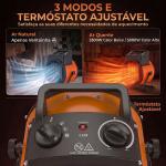Aquecedor Elétrico Cerâmico PTC 5000W com Termóstato Ajustável, 3 Modos e Ângulo Ajustável Portátil para 48 m² Laranja