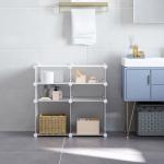 Armário Modular de Plástico Armário Modular com 6 Cubos Organizador de Roupas Sapatos Brinquedos 75x37x73cm Branco