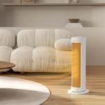Aquecedor Elétrico de Baixo Consumo 2000W com 3 Modos Termostato Regulável Proteção contra Sobreaquecimento 21x19,7x61 cm Branco