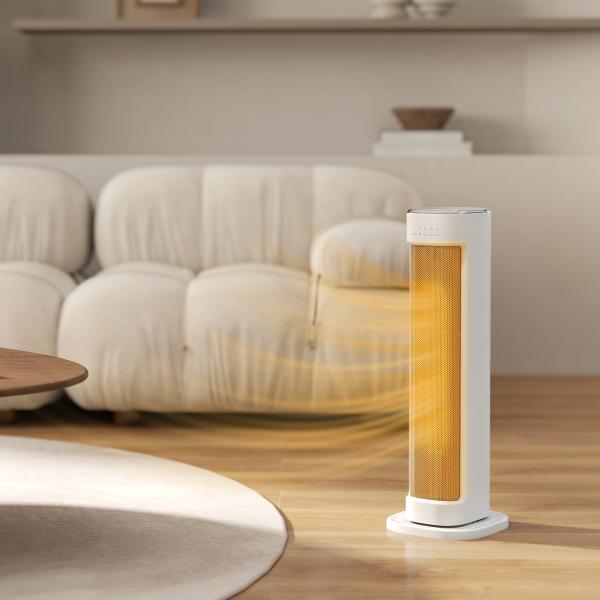 Aquecedor Elétrico de Baixo Consumo 2000W com 3 Modos Termostato Regulável Proteção contra Sobreaquecimento 21x19,7x61 cm Branco