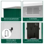 Abrigo de Jardim 280x130x172cm Abrigo de Exterior de Aço Galvanizado com Porta Corredeira e Ventilações Verde