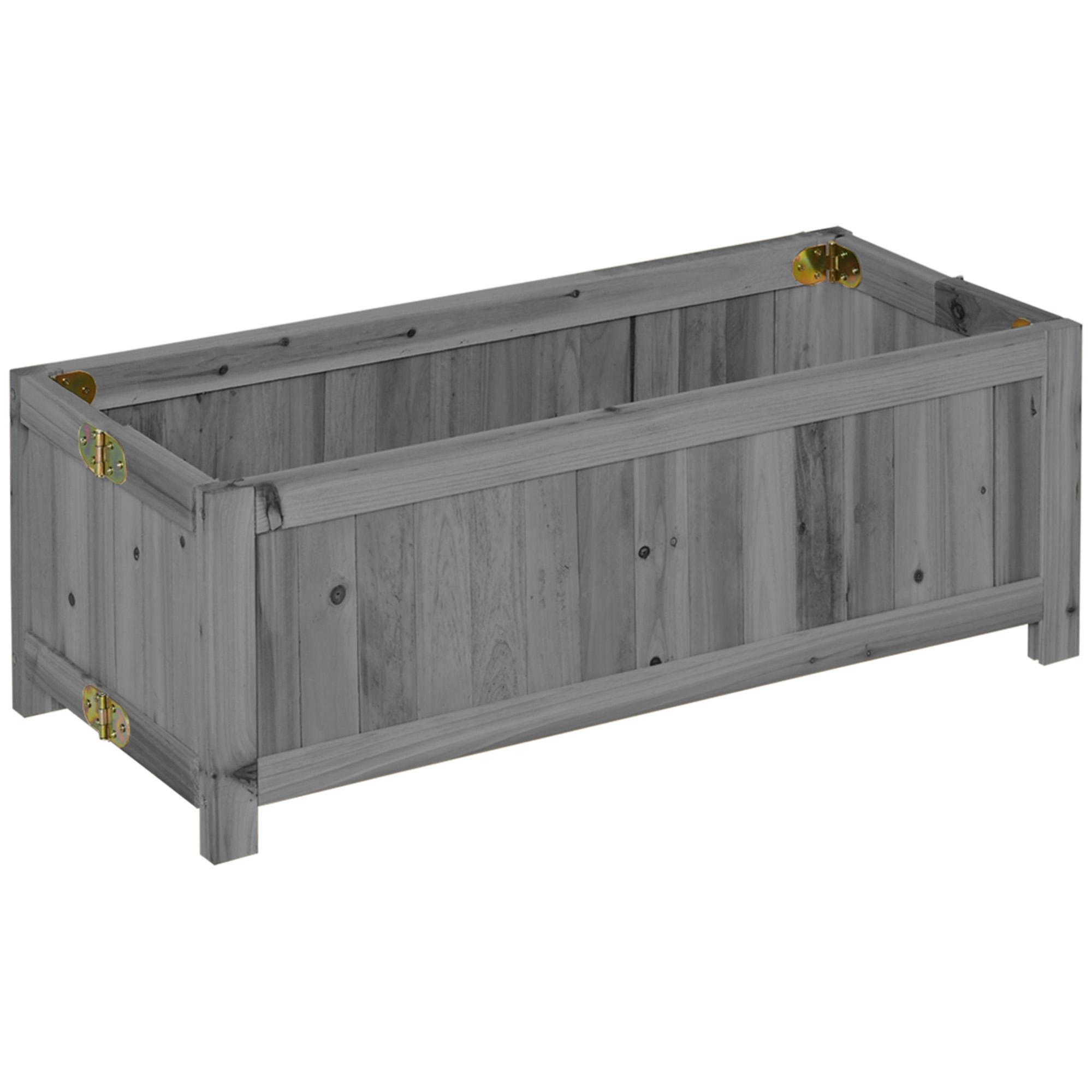 Floreira de Madeira Dobrável Floreira Elevada para Cultivo de Vegetais e Flores no Pátio Varanda Terraço 70x30x25 cm Cinzento