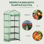 Estufa de Jardim com 4 Prateleiras e Cobertura de PE Estufa de Aço para Cultivo de Plantas Flores 70x50x160cm Verde