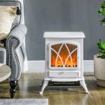 Lareira Elétrica Portátil Lareira Elétrica com Efeito de Chama Realista Potência 1000W/2000W 45x28,5x54 cm Branco