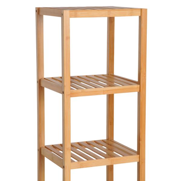 Estantes de bambu para o banheiro Armário alto Livraria Organizador 4 Níveis 1 Porta 36x33x140cm
