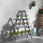 Suporte de Madeira para Plantas Dobrável de 3 Níveis com Estrutura em Forma de A para Jardim Pátio 100x36x112 cm Cinza