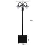 Candeeiro Solar de Jardim com 18 Luzes LED Branco Frio 6000K Impermeável IP44 Sensor de Noite e Base em Forma de Floreira Candeeiro de Exterior para Terraço Pátio 60x55x189cm Preto