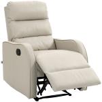 Poltrona Relax Reclinável Manual Revestida em PU com Apoio de Pés Retrátil Poltrona Reclinável até 160º 65x89x100 cm Creme