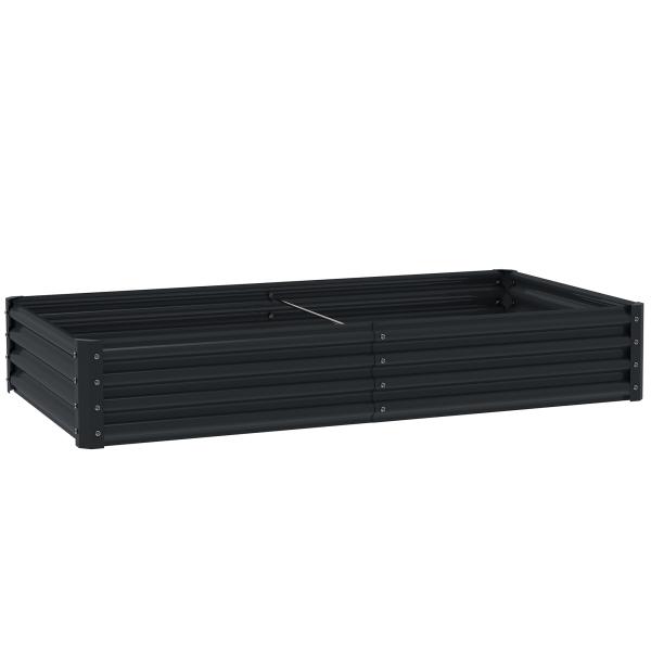 Caixa de Plantio de Aço Galvanizado para Cultivar Plantas Flores Floreira Grande de Exterior Retangular com Fundo Aberto 180x90x30 cm Cinzento Escuro