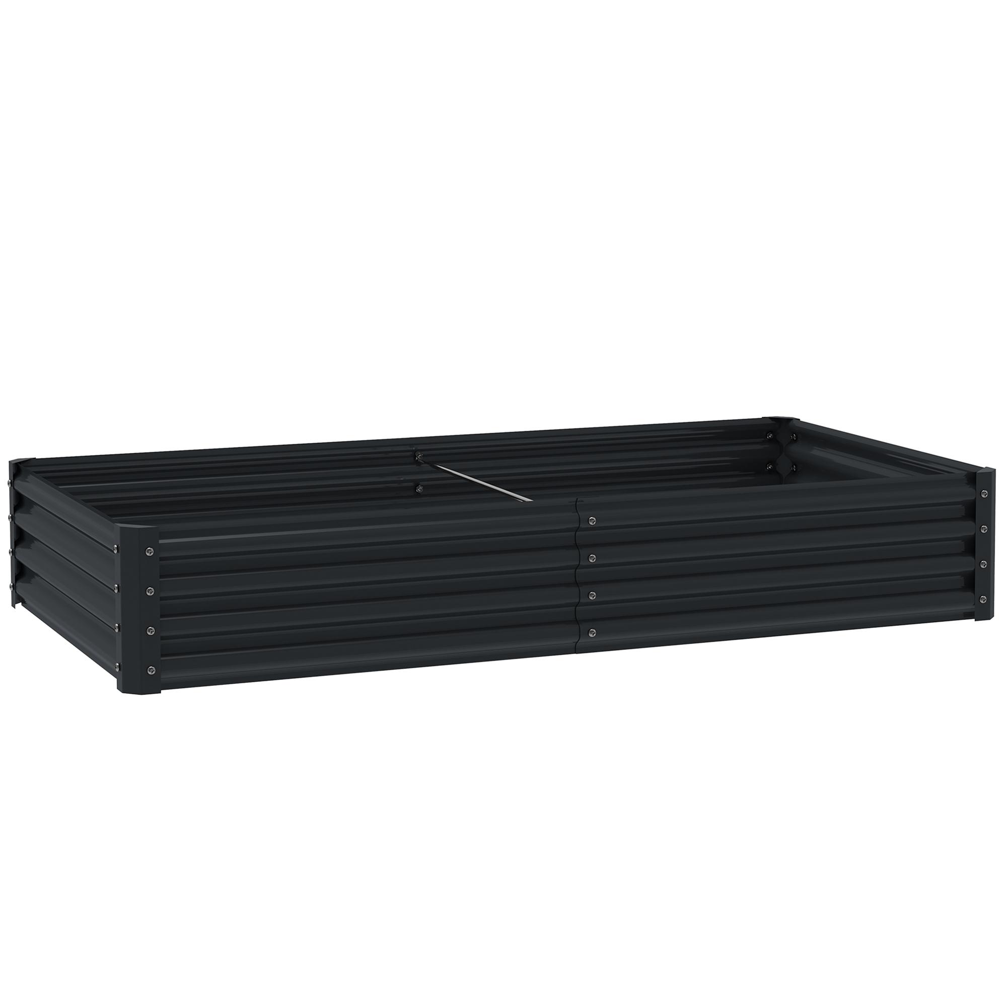 Caixa de Plantio de Aço Galvanizado para Cultivar Plantas Flores Floreira Grande de Exterior Retangular com Fundo Aberto 180x90x30 cm Cinzento Escuro