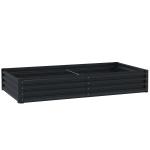 Caixa de Plantio de Aço Galvanizado para Cultivar Plantas Flores Floreira Grande de Exterior Retangular com Fundo Aberto 180x90x30 cm Cinzento Escuro