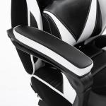 Cadeira de escritorio gaming ergonômica Altura ajustável Reclinável Encosto com apoio para pés 65x70x118,5 - 126,5 cm Branco e Preto
