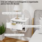 Conjunto de 2 Mesas de Cabeceira Flutuantes Estreitas com Gaveta com Frente Canelada e Prateleira Aberta 40x34x29 cm Branco
