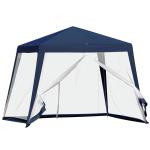 Tenda de Jardim 3x3m Tenda com 4 Partes Laterais Rede Mosquiteira com Zíper Proteção UV para Patio Azul