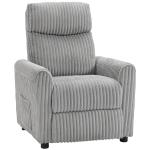 Poltrona Relax Reclinável Manual Estofada em Veludo com Apoio para Pés 73x86x100 cm Cinzento