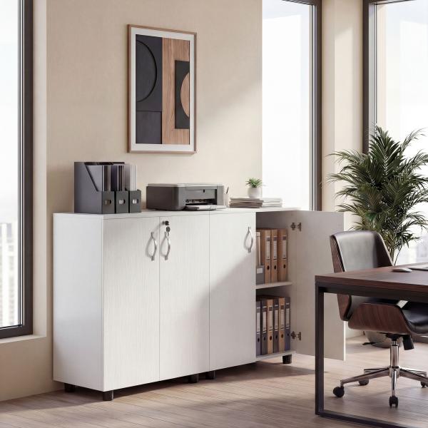 Armário Arquivador de Escritório com 2 Portas, Fechadura e Prateleiras 80x40x80 cm Branco