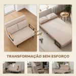 Sofá Cama Convertível 2 Lugares Dobrável com Encosto Ajustável em 5 Níveis e 2 Almofadas 102x73x81 cm Bege Claro