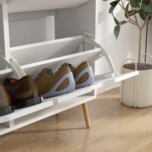 Sapateira para 16 Pares de Sapatos com 4 Gavetas e Prateleiras Ajustáveis 95x26x95 cm Branco